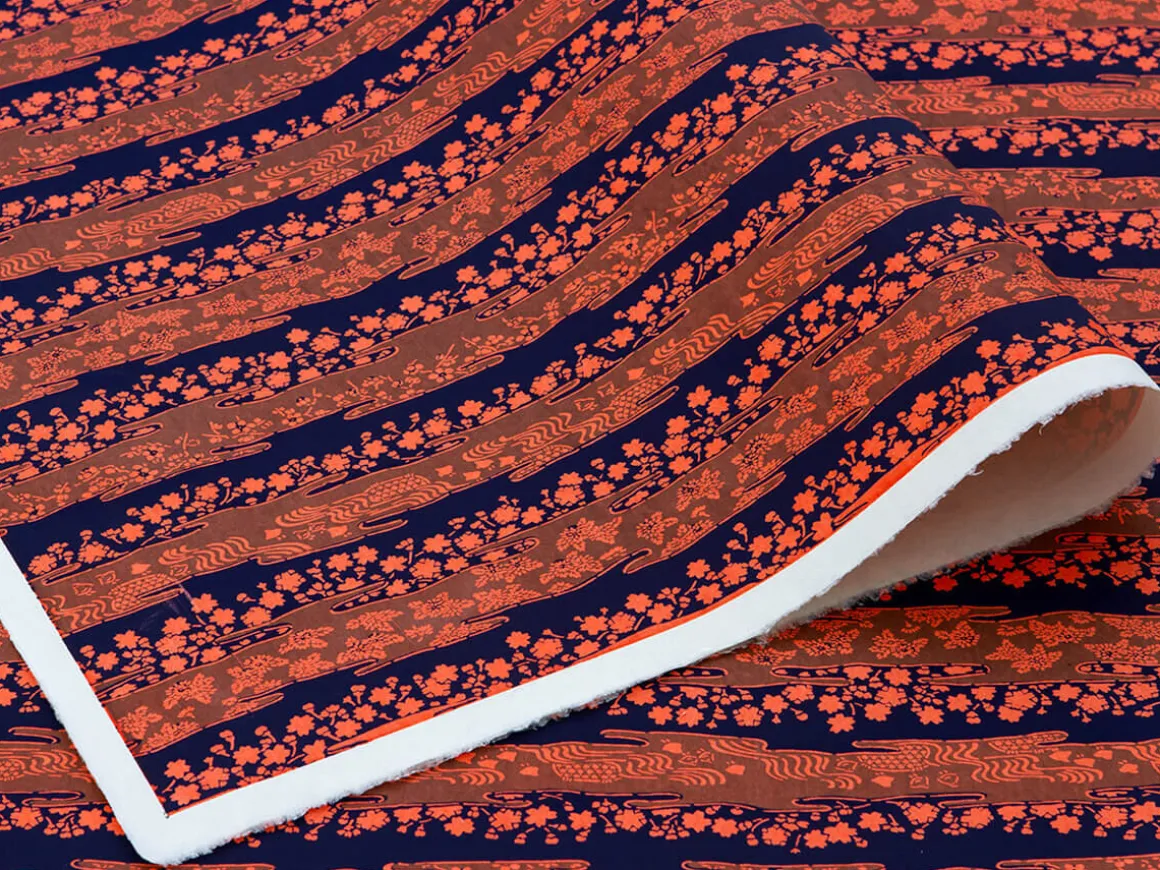ORYOKI Japanpapier*Japanpapier Katazome, Scherenschnitt auf hellrot