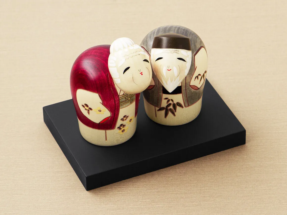 ORYOKI Kokeshi*Kokeshi: Holzfigur Enmanchoju (Paar)