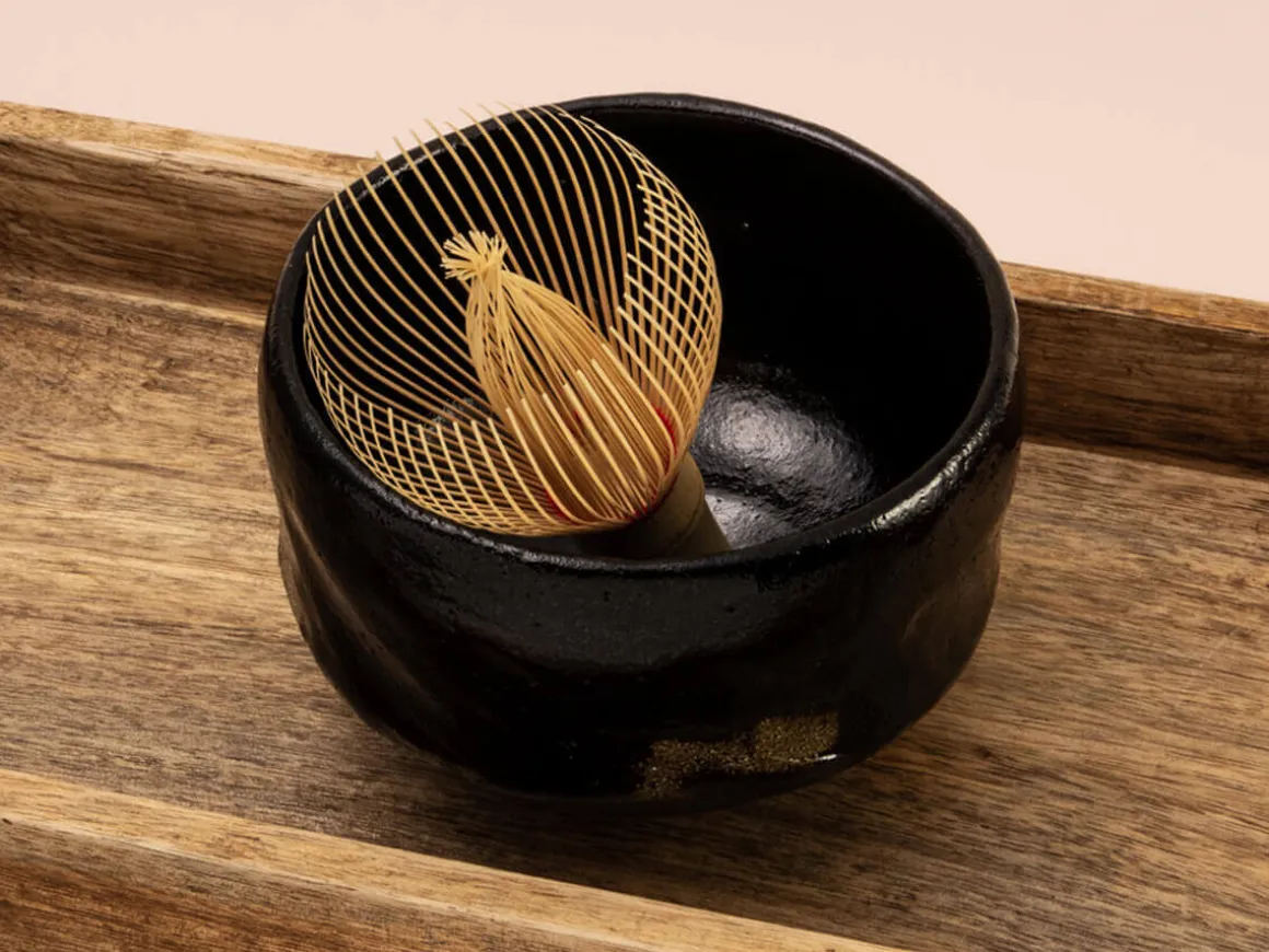 ORYOKI Matcha Besen Und Löffel*Matcha Besen Urasenke Gengen Saiko, roter Faden