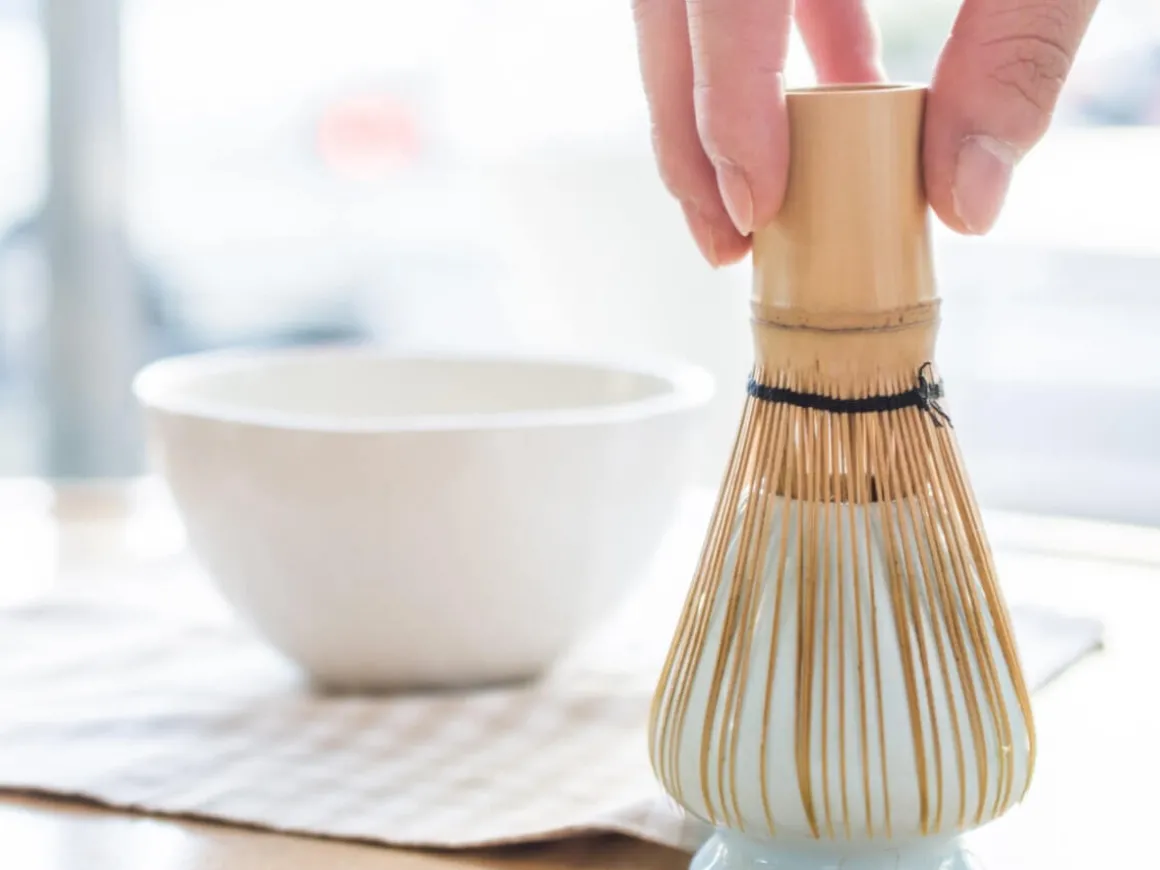 ORYOKI Matcha Besen Und Löffel*Matcha Besenständer, Kusenaoshi, hellblau