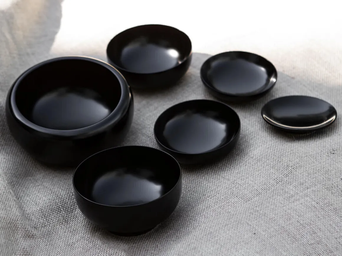 ORYOKI Oryoki|Lacquerware*Schalenset Nakajima schwarz, 6-teilig