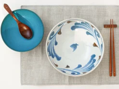 ORYOKI Ramen-Schüsseln Und Schalen|Japanisches Porzellan*Ramen Schüssel Kimo, blau, 21,5 cm