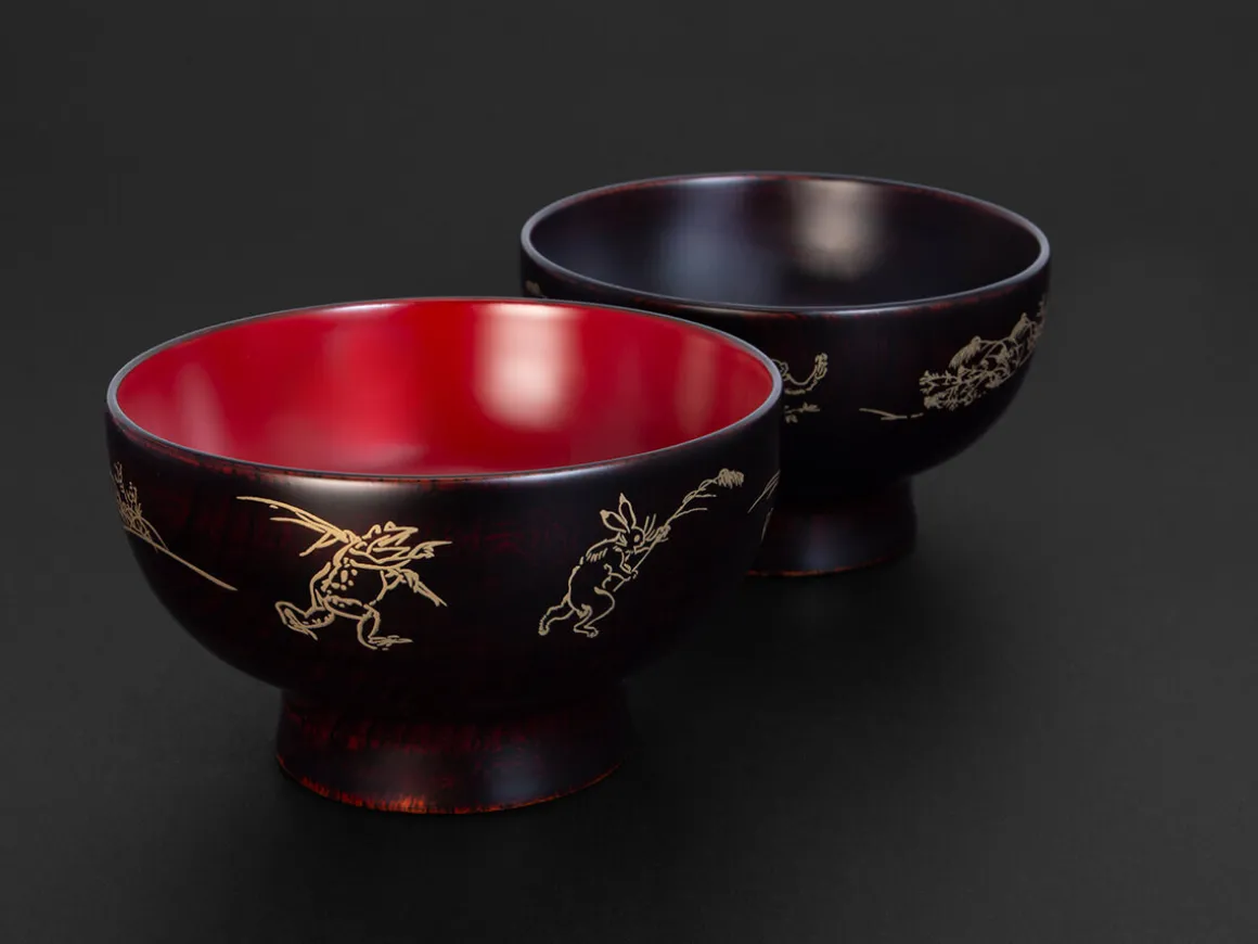 ORYOKI Holzschalen|Lacquerware*Reisschale Urushi Manga duo, 300 ml