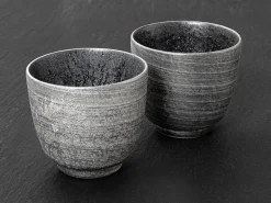 ORYOKI Sake|Japanisches Porzellan*Sake Becher, Silber, 2er Set