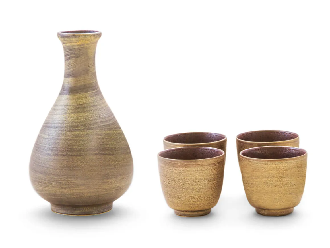 ORYOKI Sake|Japanisches Porzellan*Sake Set Gold, 1 Karaffe, 4 Becher