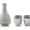 ORYOKI Sake|Japanisches Porzellan*Sake Set Silber, 1 Karaffe, 4 Becher