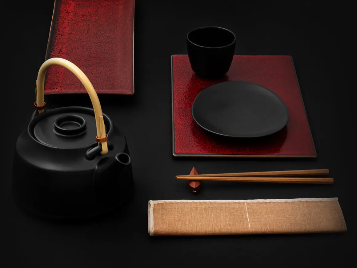 ORYOKI Sushi Teller|Japanisches Porzellan*Servierplatte, Serviertablet Shuin, rot