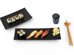 ORYOKI Sushi Teller|Japanisches Porzellan*Servierplatte Spazio, schwarz, 2 Größen