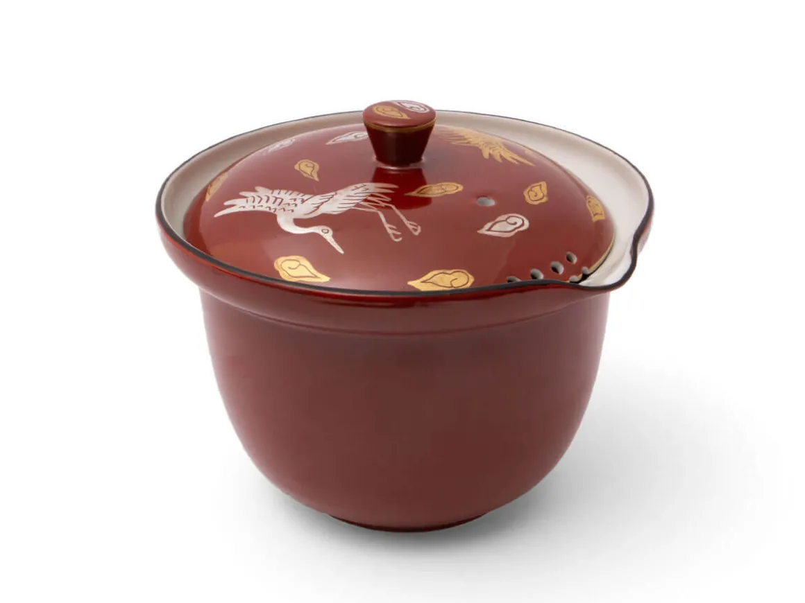 ORYOKI Japanische Teekannen|Teegeschirr*Shiboridashi Teekanne Akaji Kingin Tsuru, 230 ml