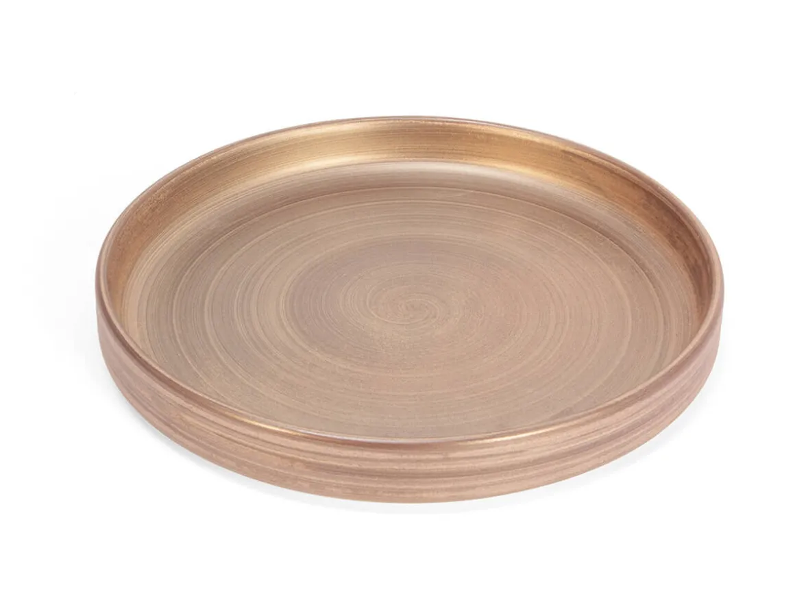 ORYOKI Japanisches Porzellan*Shusetsu Servierplatte Gold, flach, stapelbar