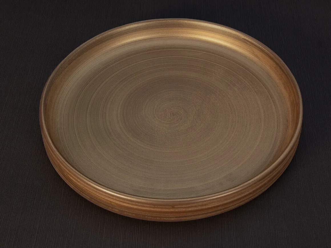 ORYOKI Japanisches Porzellan*Shusetsu Servierplatte Gold, flach, stapelbar