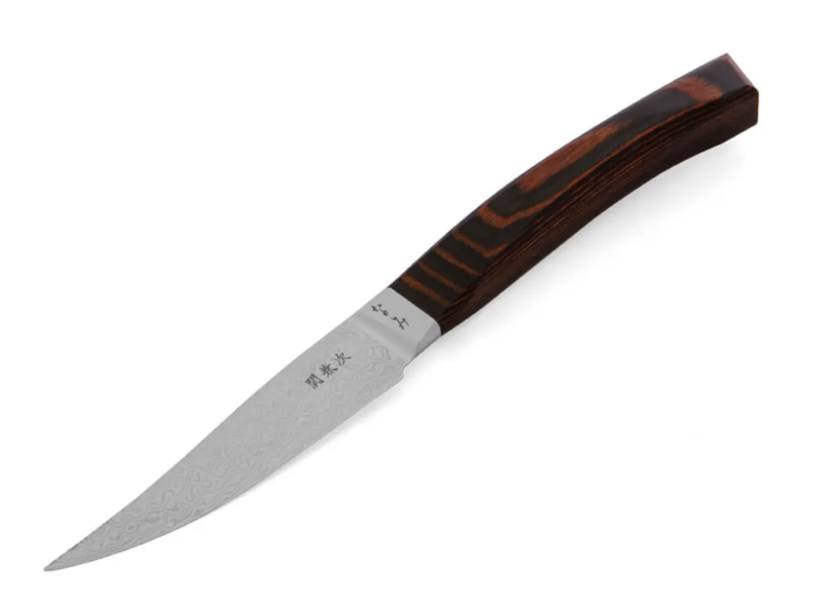 ORYOKI Damastmesser*Steak Messer Nami mahagoni, wilder Damast, 70 Lagen