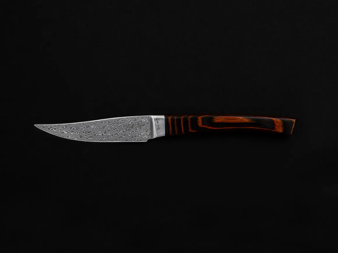 ORYOKI Damastmesser*Steak Messer Nami mahagoni, wilder Damast, 70 Lagen