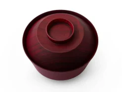 ORYOKI Holzschalen|Lacquerware*Suppenschale mit Deckel Hashi han, Urushi rot