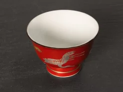 ORYOKI Teeschalen Und Becher|Teegeschirr*Teeschale Akaji Kingin Tsuru, 50 ml