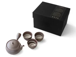 ORYOKI Japanische Teekannen|Teegeschirr*Teeservice Kuro Koma, Banko Yaki, 4-teilig