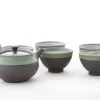ORYOKI Japanische Teekannen|Teegeschirr*Teeservice Kurofukugata Midorierimaki, 6-teilig