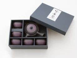 ORYOKI Japanische Teekannen|Teegeschirr*Teeservice Kurohira Murasakisujime, 6-teilig