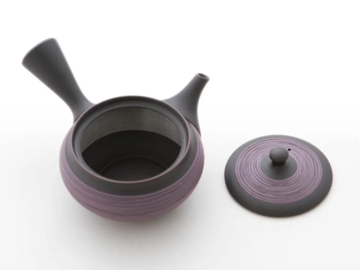 ORYOKI Japanische Teekannen|Teegeschirr*Teeservice Kurohira Murasakisujime, 6-teilig