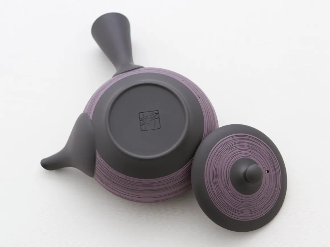 ORYOKI Japanische Teekannen|Teegeschirr*Teeservice Kurohira Murasakisujime, 6-teilig