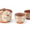 ORYOKI Japanische Teekannen|Teegeschirr*Teeservice Shiboridashi Shino Hanamishima, 3-teilig