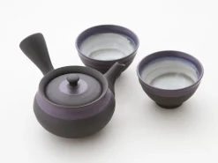 ORYOKI Japanische Teekannen|Teegeschirr*Teeservice Shu Hira Murasakinakaobi, 3-teilig