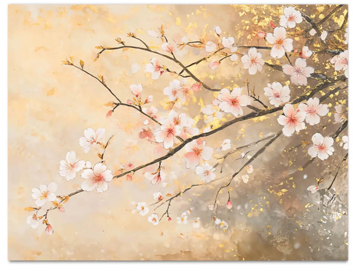 ORYOKI Wandbilder*Wandbild Japanischer Garten Sakura #1, farbig 4:3