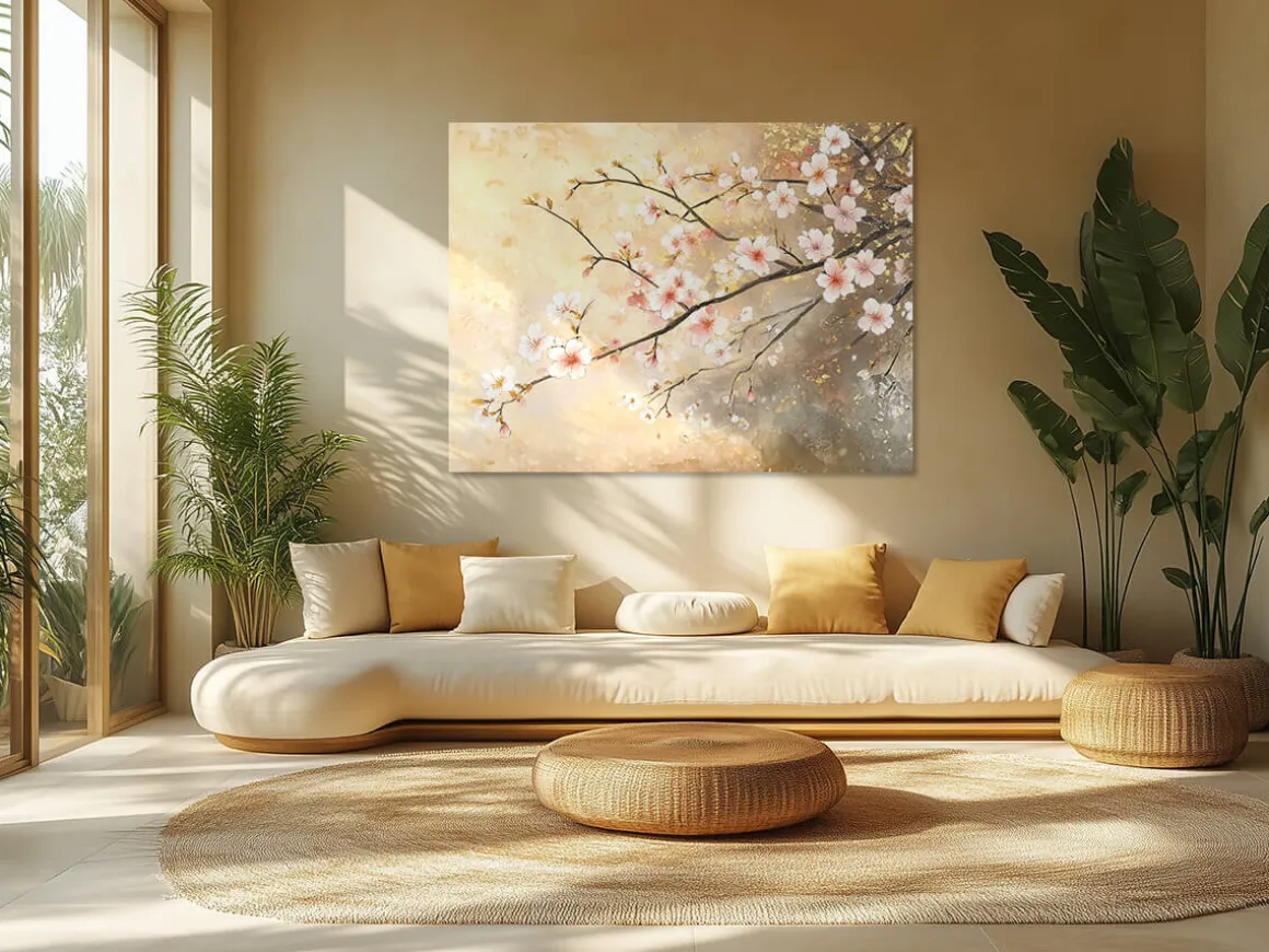 ORYOKI Wandbilder*Wandbild Japanischer Garten Sakura #1, farbig 4:3
