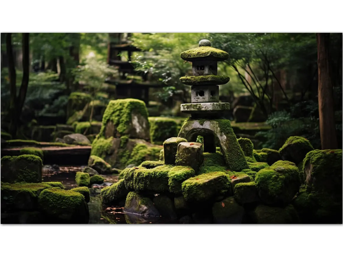 ORYOKI Wandbilder*Wandbild Nihonteien #2, japanischer Garten, farbig, 16:9