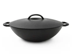 ORYOKI Gusseisentöpfe|Gusseisenpfannen*Wok Pfanne / Topf, Gusseisen mit Deckel, 2 Größen